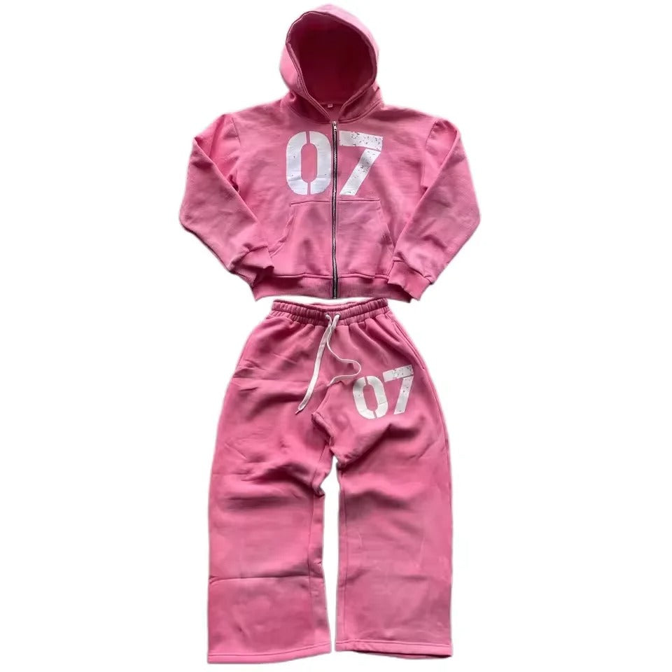 07 Co-ord Set — Zip Hoodie & Wide-Leg Sweatpants